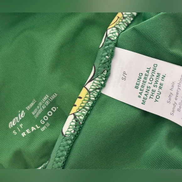 AERIE Smiley String Triangle Bikini Top Celebrity Green Size Small - Picture 5 of 9